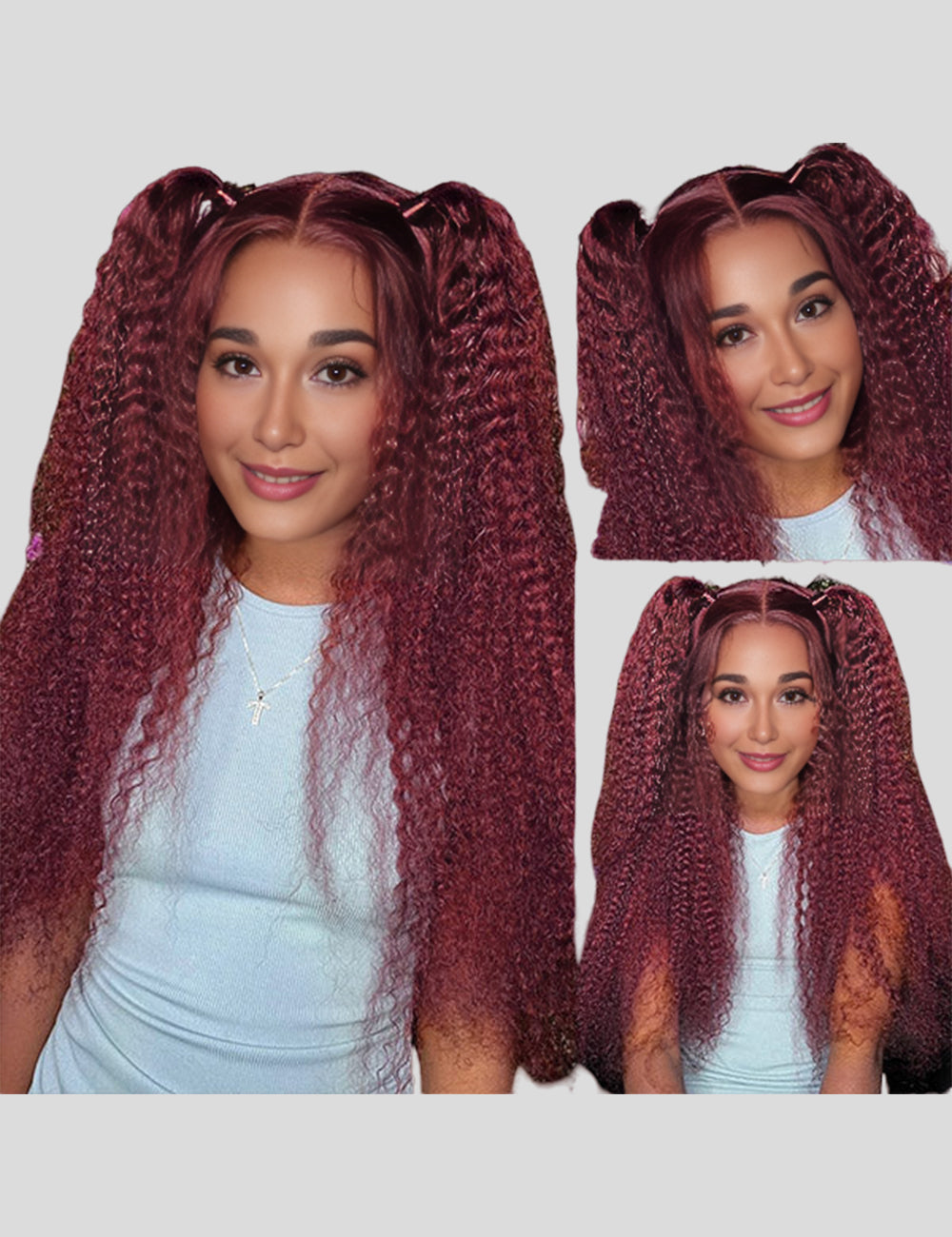 Burgundy Color Deep Wave Wig HD Lace Frontal Wig 32 Inch Human Hair Wig with Baby Hair-2