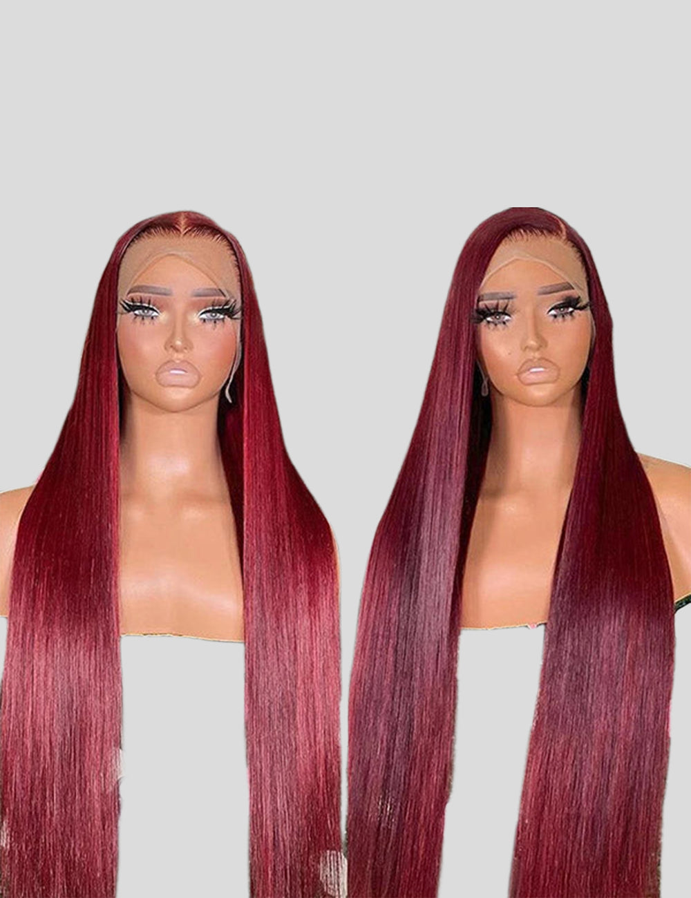 Burgundy Lace Front Wigs 32 Inch HD Human Hair Wigs Straight Colored Wigs with Baby Hair-3