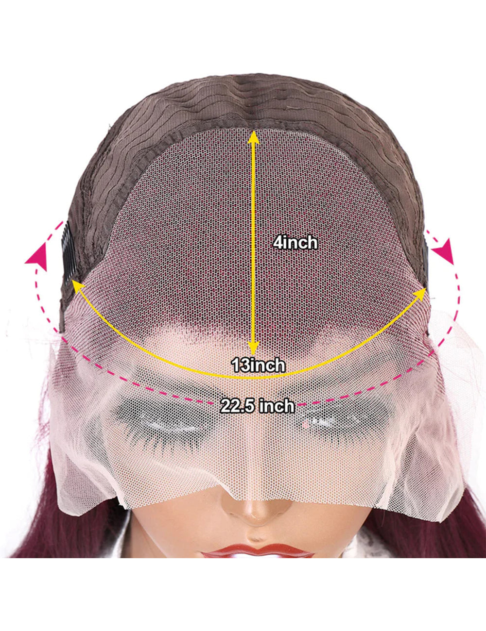 Burgundy Lace Front Wigs 32 Inch HD Human Hair Wigs Straight Colored Wigs with Baby Hair-4