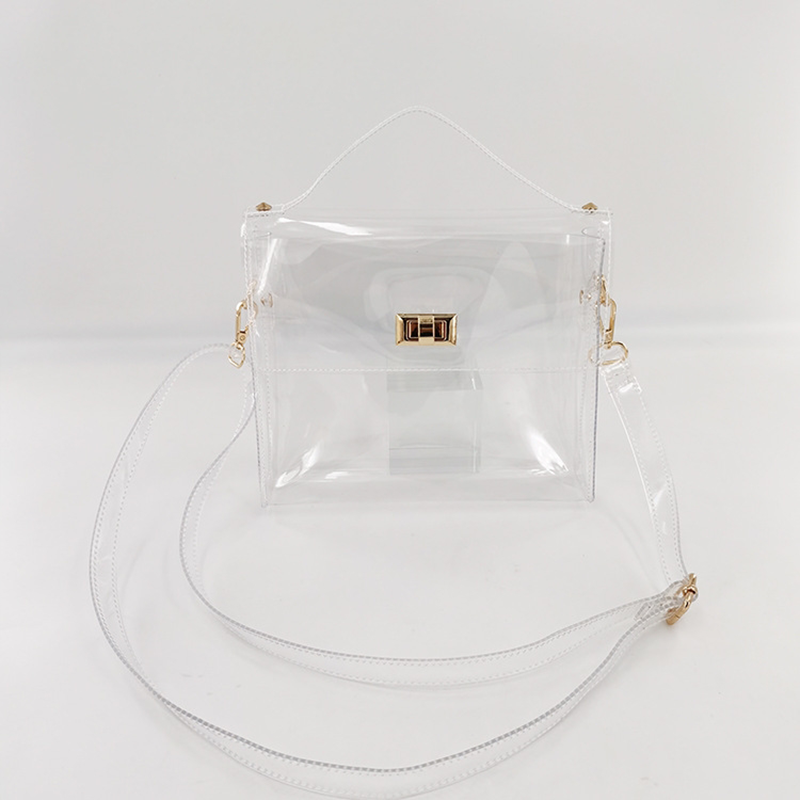 Clear Jelly Satchel Bag Crossbody Transpent Bag with Top Handle | PRUSES-1
