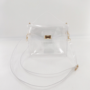 Clear Jelly Satchel Bag Crossbody Transpent Bag with Top Handle | PRUSES-1