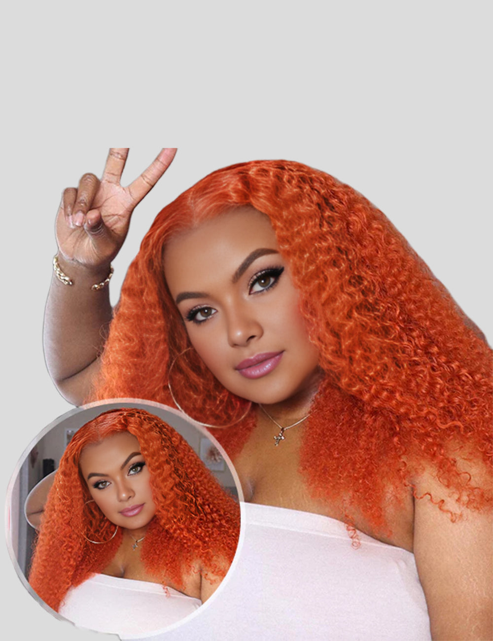 Colored Wigs Ginger Orange Lace Front Pre Bleached Wigs Curly Human Hair Wigs HD Lace Frontal Wigs-2