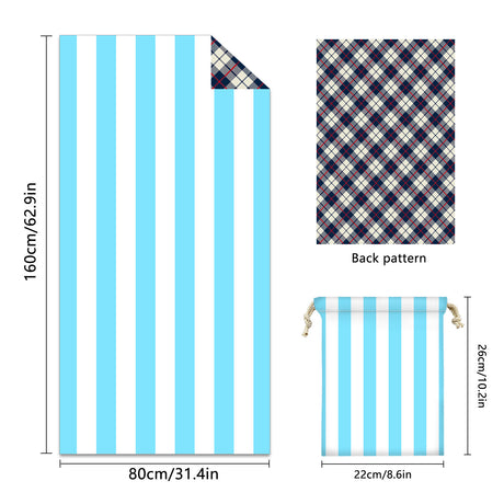 Colorful Striped Double-faced Fleece Reversible Beach Towel | PRUSES-2