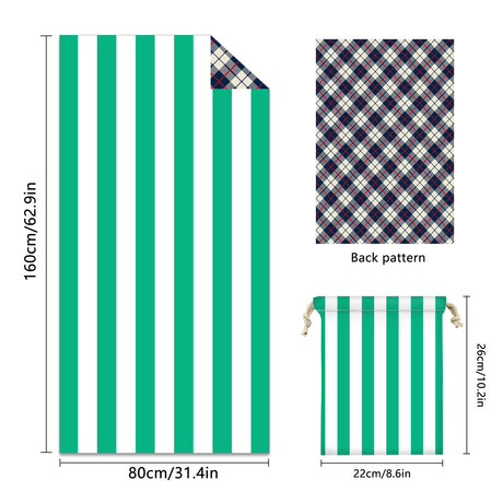 Colorful Striped Double-faced Fleece Reversible Beach Towel | PRUSES-3