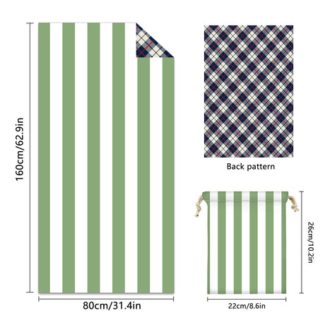 Colorful Striped Double-faced Fleece Reversible Beach Towel | PRUSES-4