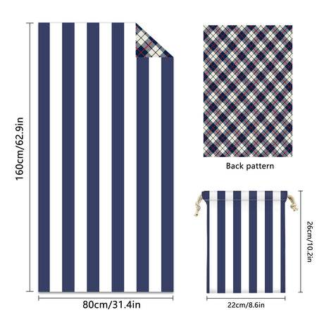 Colorful Striped Double-faced Fleece Reversible Beach Towel | PRUSES-5