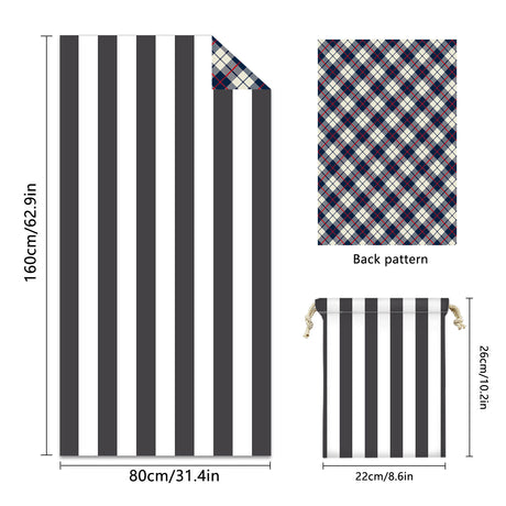 Colorful Striped Double-faced Fleece Reversible Beach Towel | PRUSES-6