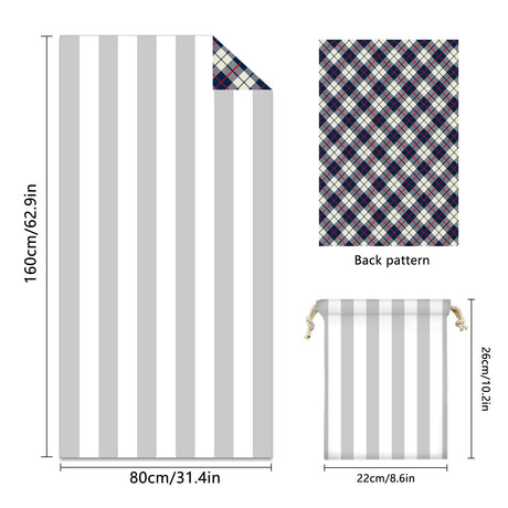 Colorful Striped Double-faced Fleece Reversible Beach Towel | PRUSES-7