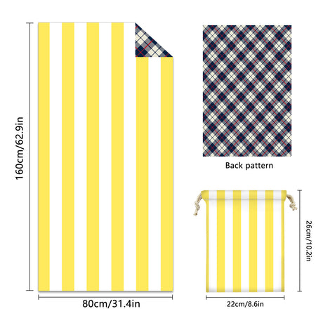 Colorful Striped Double-faced Fleece Reversible Quick-drying Beach Towel | PRUSES-4