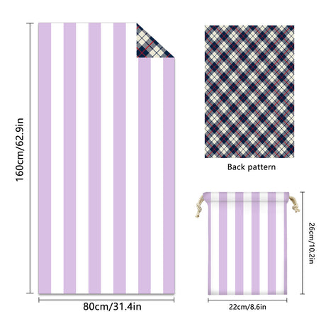 Colorful Striped Double-faced Fleece Reversible Quick-drying Beach Towel | PRUSES-7