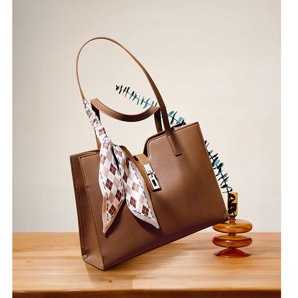 Cowhide Custom Tote Bag Large Capacity Ins Style Underarm Bag |PRUSES-4