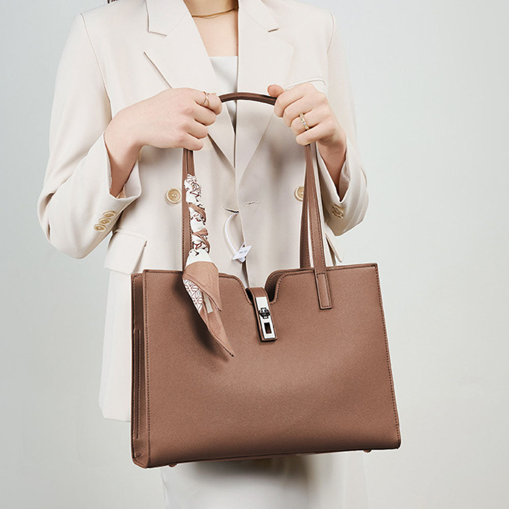 Cowhide Custom Tote Bag Large Capacity Ins Style Underarm Bag |PRUSES-5