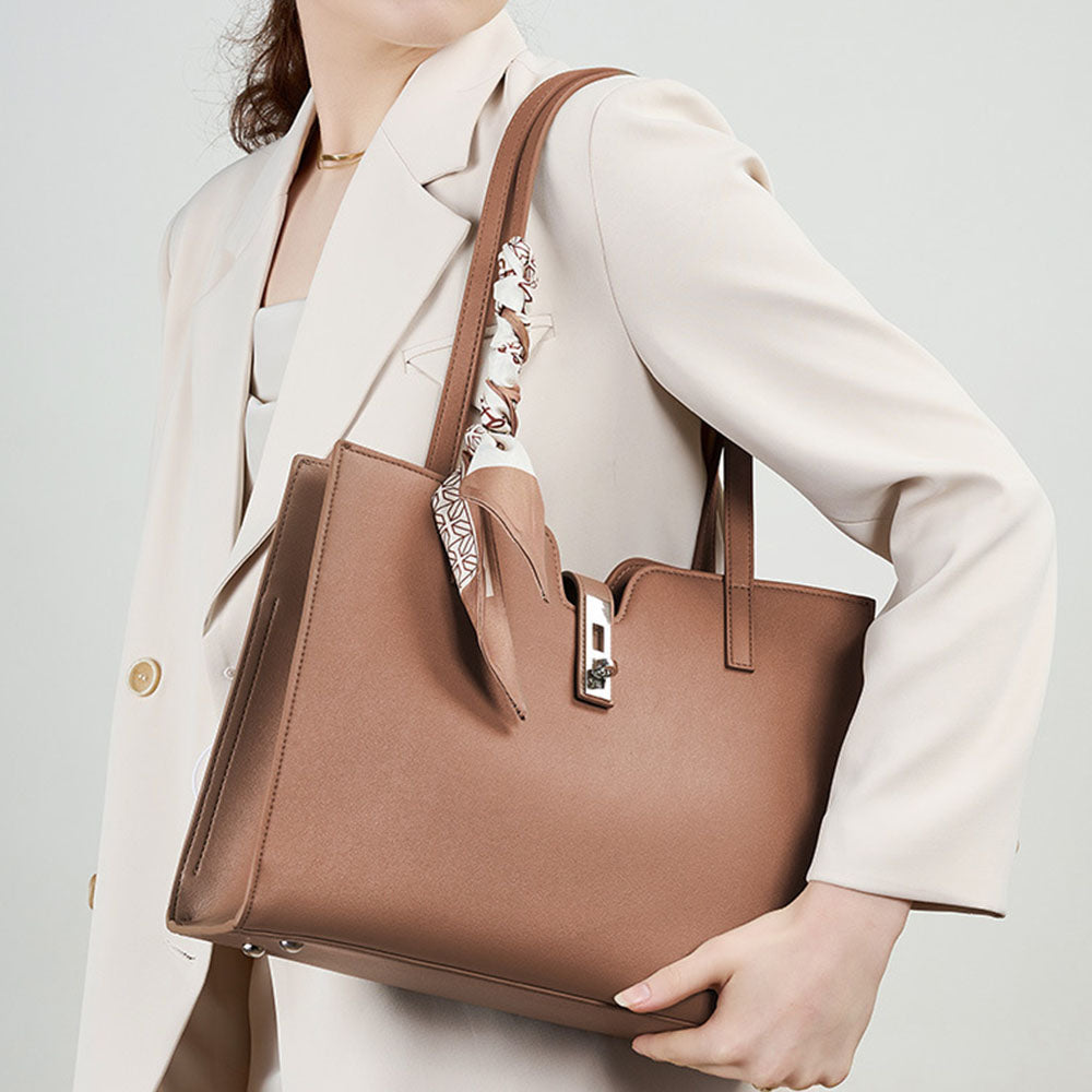 Cowhide Custom Tote Bag Large Capacity Ins Style Underarm Bag |PRUSES-7