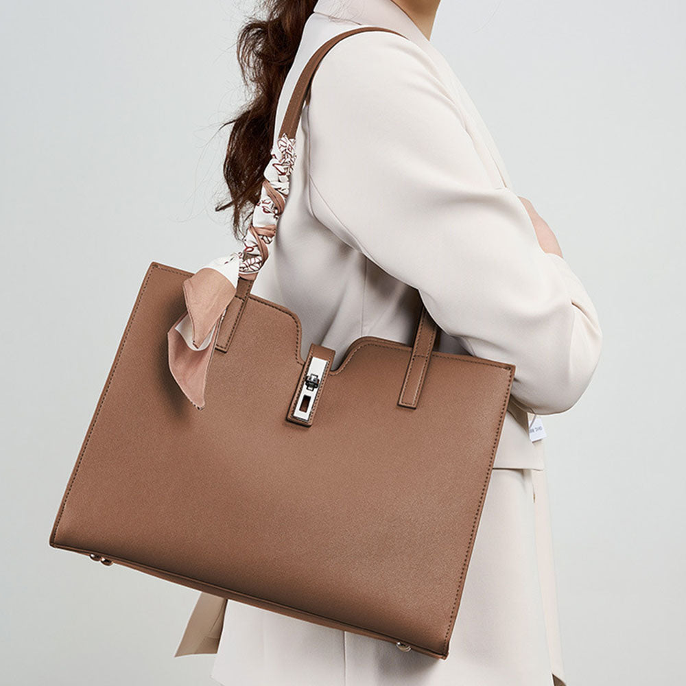 Cowhide Custom Tote Bag Large Capacity Ins Style Underarm Bag |PRUSES-8