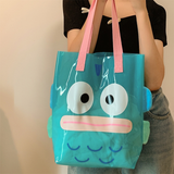 Cyan Cute Prints Clear Jelly Bag Transparent Tote Shopper Bag for Beach | PRUSES-2