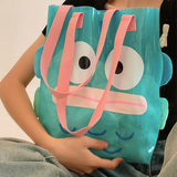 Cyan Cute Prints Clear Jelly Bag Transparent Tote Shopper Bag for Beach | PRUSES-3