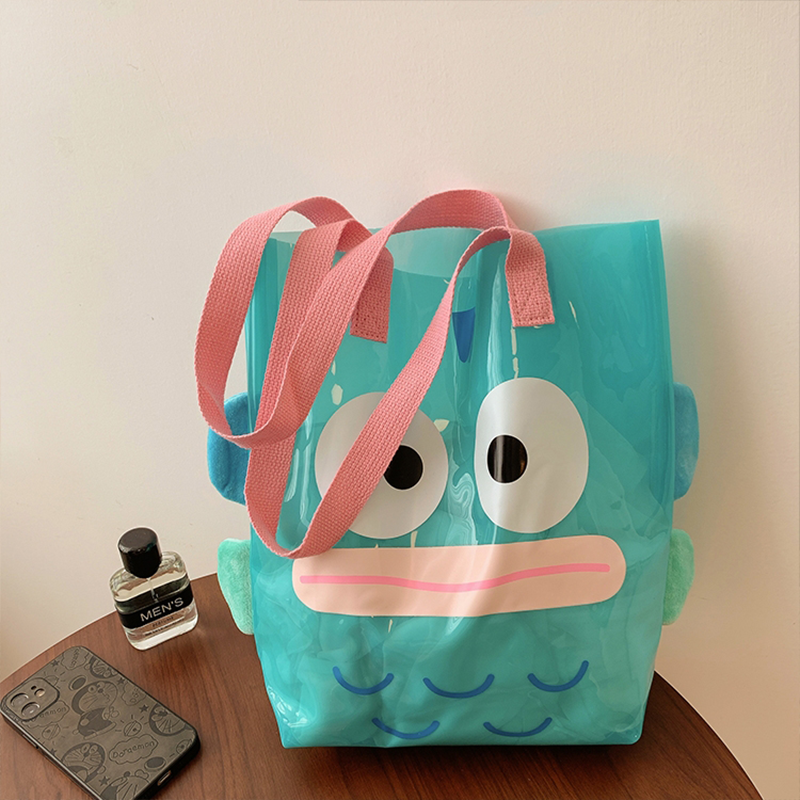 Cyan Cute Prints Clear Jelly Bag Transparent Tote Shopper Bag for Beach | PRUSES