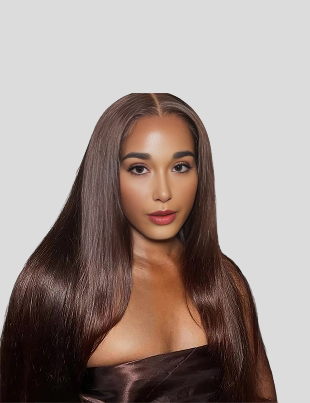 Dark Brown Colored Lace Wigs Straight Human Hair Wigs #4 Chocolate Brown Lace Front Wig-1