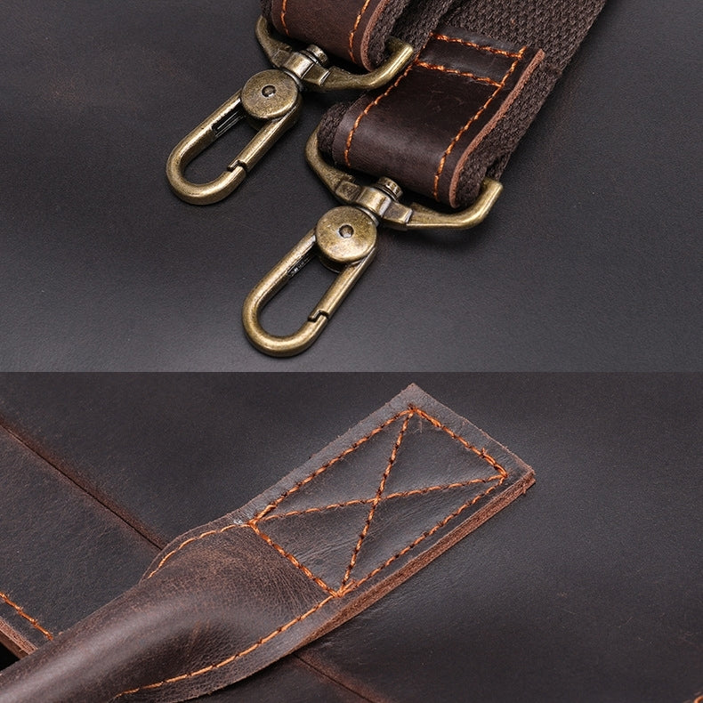 Dark Brown Leather Laptop Handbag Business Tote Bags | PRUSES-3