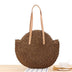 Dark Brown Soft Straw Tote Beach Bags Summer Travel Shoulder Bags with Zip | PRUSES
