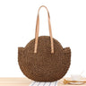 Dark Brown Soft Straw Tote Beach Bags Summer Travel Shoulder Bags with Zip | PRUSES