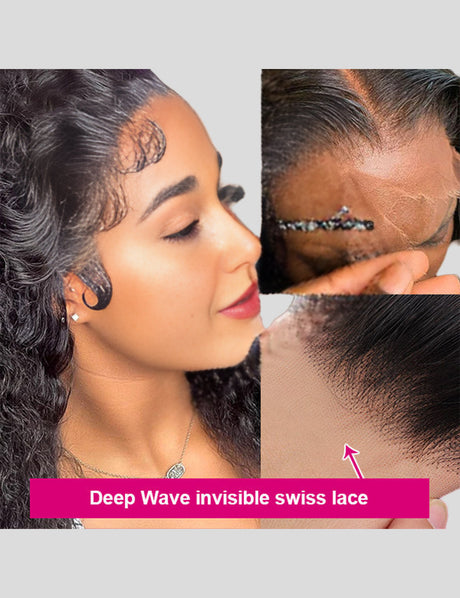 Deep Wave Frontal Wigs HD Lace Front Wig Real HD Lace Wigs 250% Density Human Hair Wigs-2