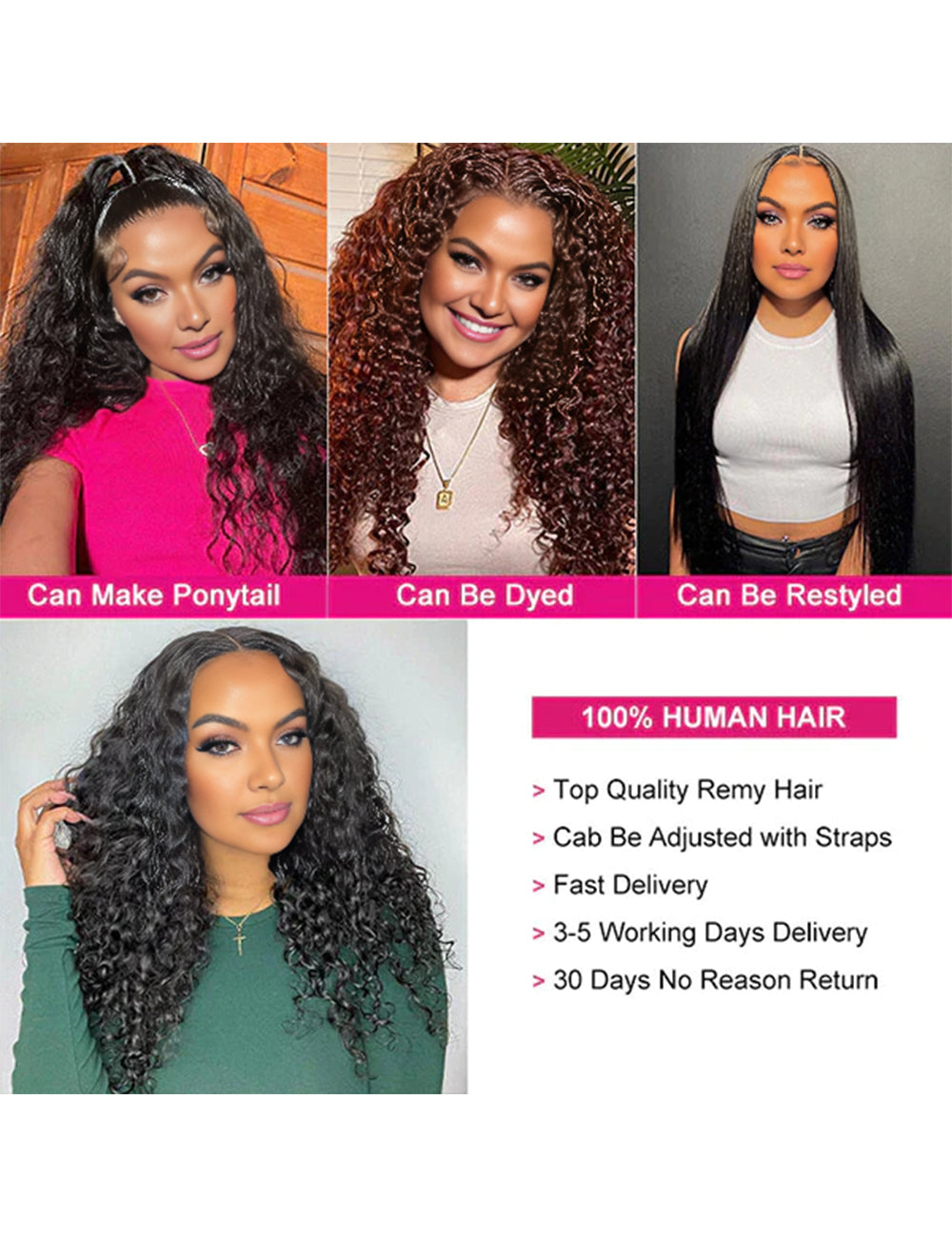 Deep Wave Lace Frontal Wigs HD Lace Front Wig Long Glueless Human Hair Wigs-10