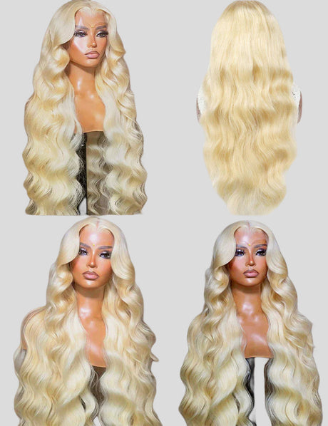 Full Lace Human Hair Wigs 613 Body Wave Wig Honey Blonde Full Lace Wigs HD Transparent 360 Full Lace Wigs-3