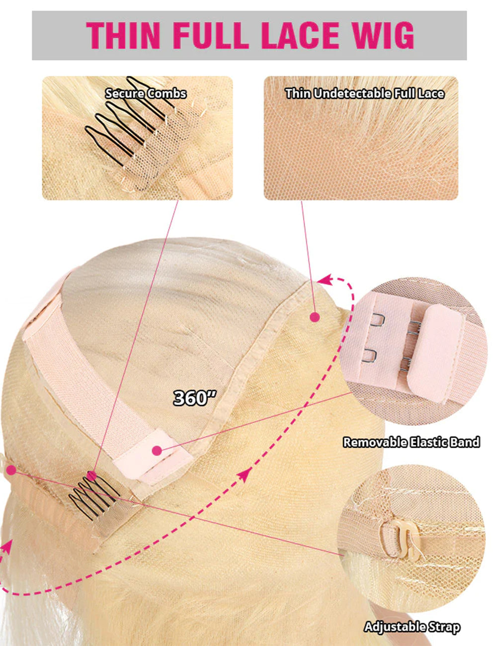 Full Lace Human Hair Wigs 613 Body Wave Wig Honey Blonde Full Lace Wigs HD Transparent 360 Full Lace Wigs-5