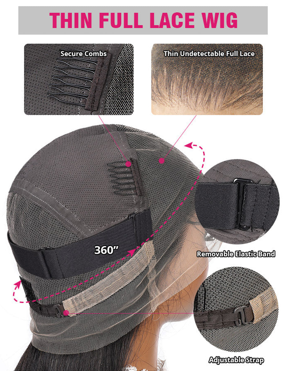 Full Lace Wigs Deep Wave Human Hair Wigs Breathable 360 Full Lace Wigs Pre Plucked-6