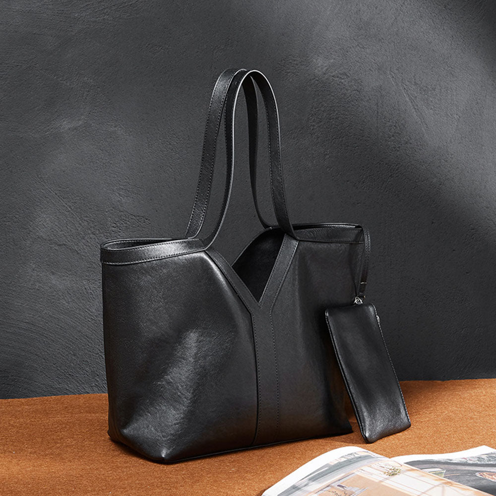 Genuine Leather Tote Bag Large Capacity Shoulder Bag |PRUSES-10