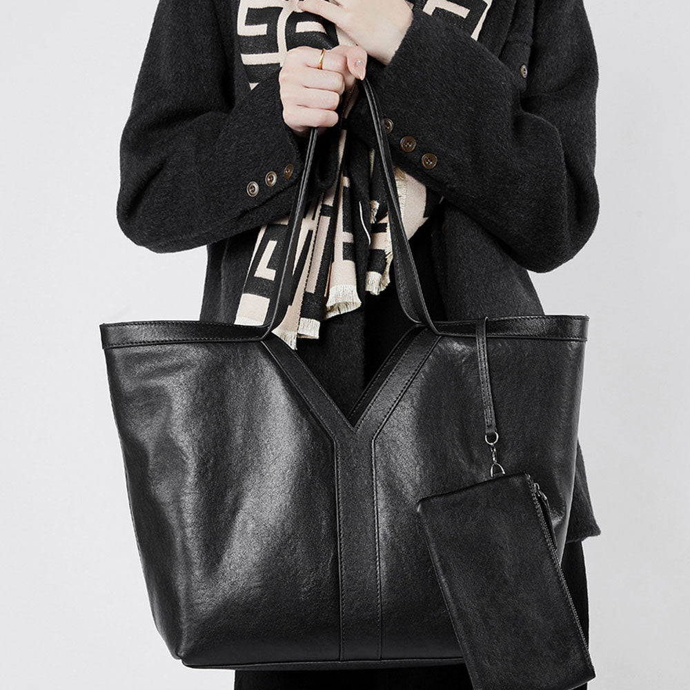 Genuine Leather Tote Bag Large Capacity Shoulder Bag |PRUSES-8