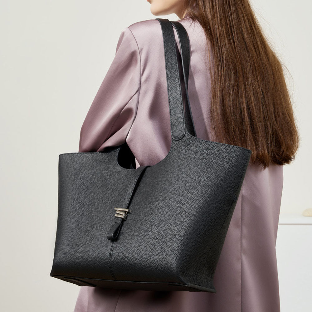 Genuine Leather Wind Chime Commuter Large Capacity Tote Bag |PRUSES-1