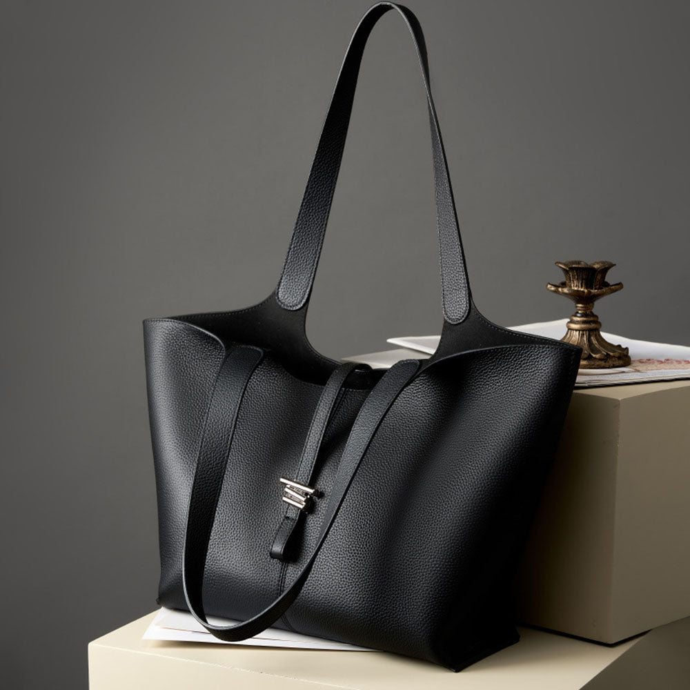 Genuine Leather Wind Chime Commuter Large Capacity Tote Bag |PRUSES-2