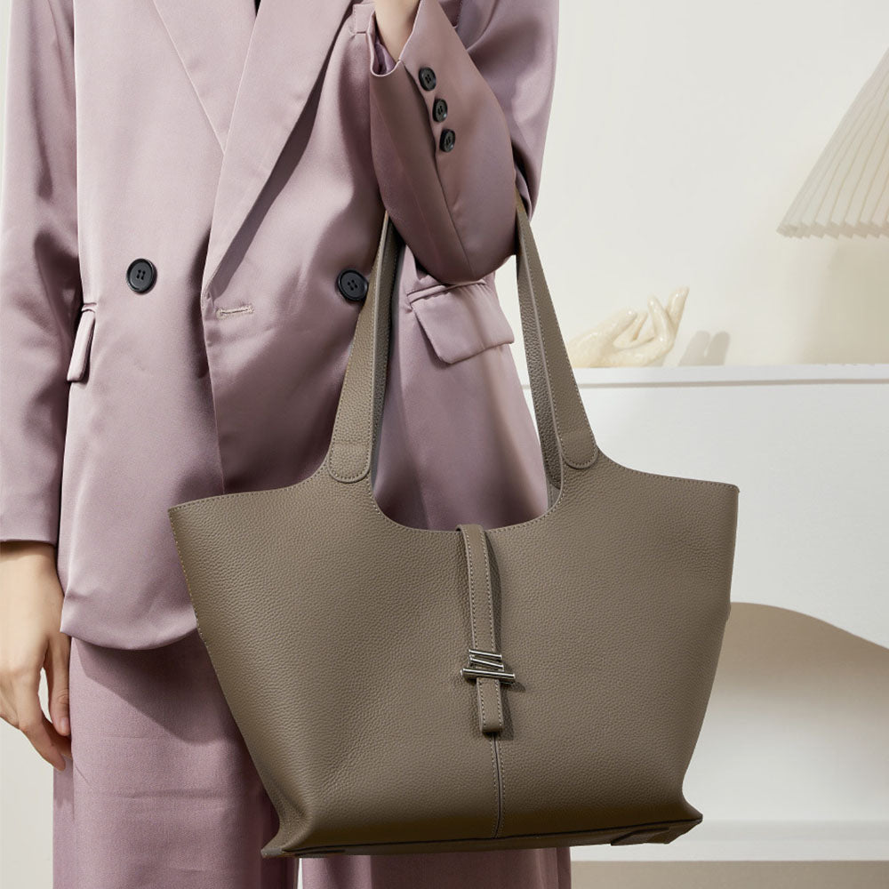 Genuine Leather Wind Chime Commuter Large Capacity Tote Bag |PRUSES-5