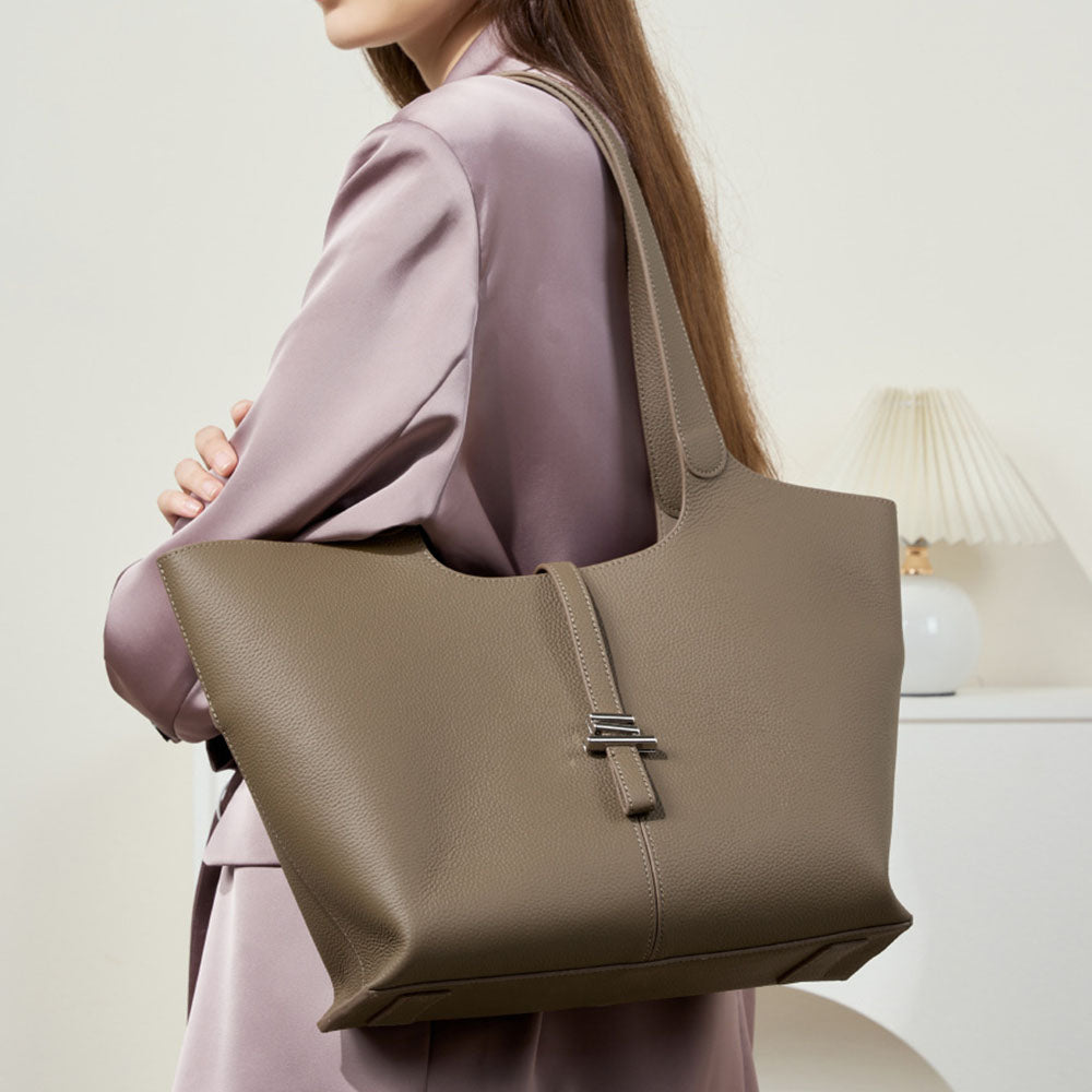 Genuine Leather Wind Chime Commuter Large Capacity Tote Bag |PRUSES-6