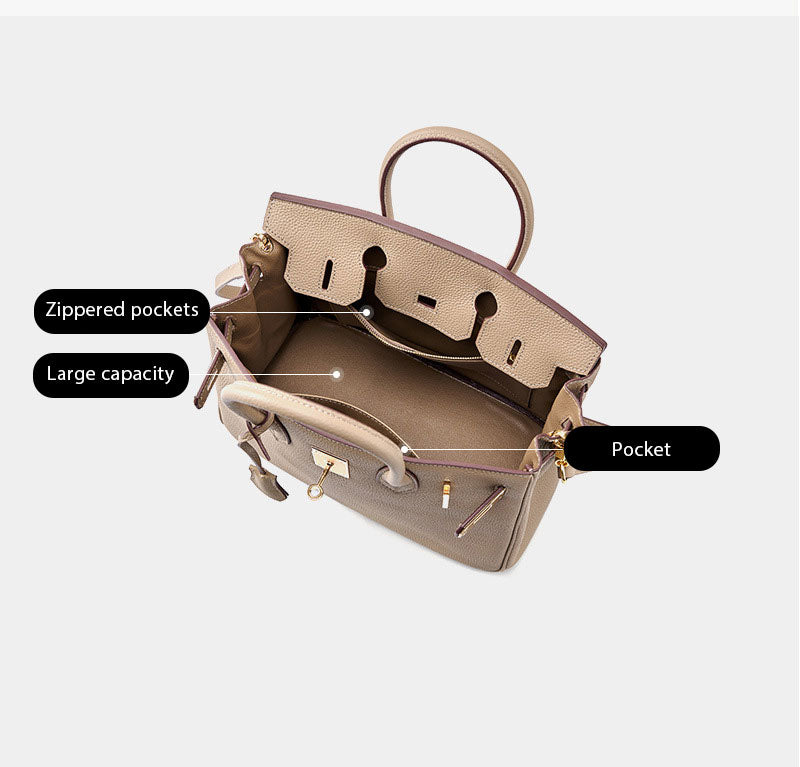 Genuine leather top layer large capacity Kelly bag |PRUSES-1