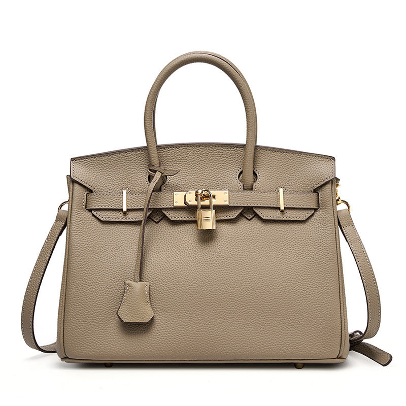 Genuine leather top layer large capacity Kelly bag |PRUSES