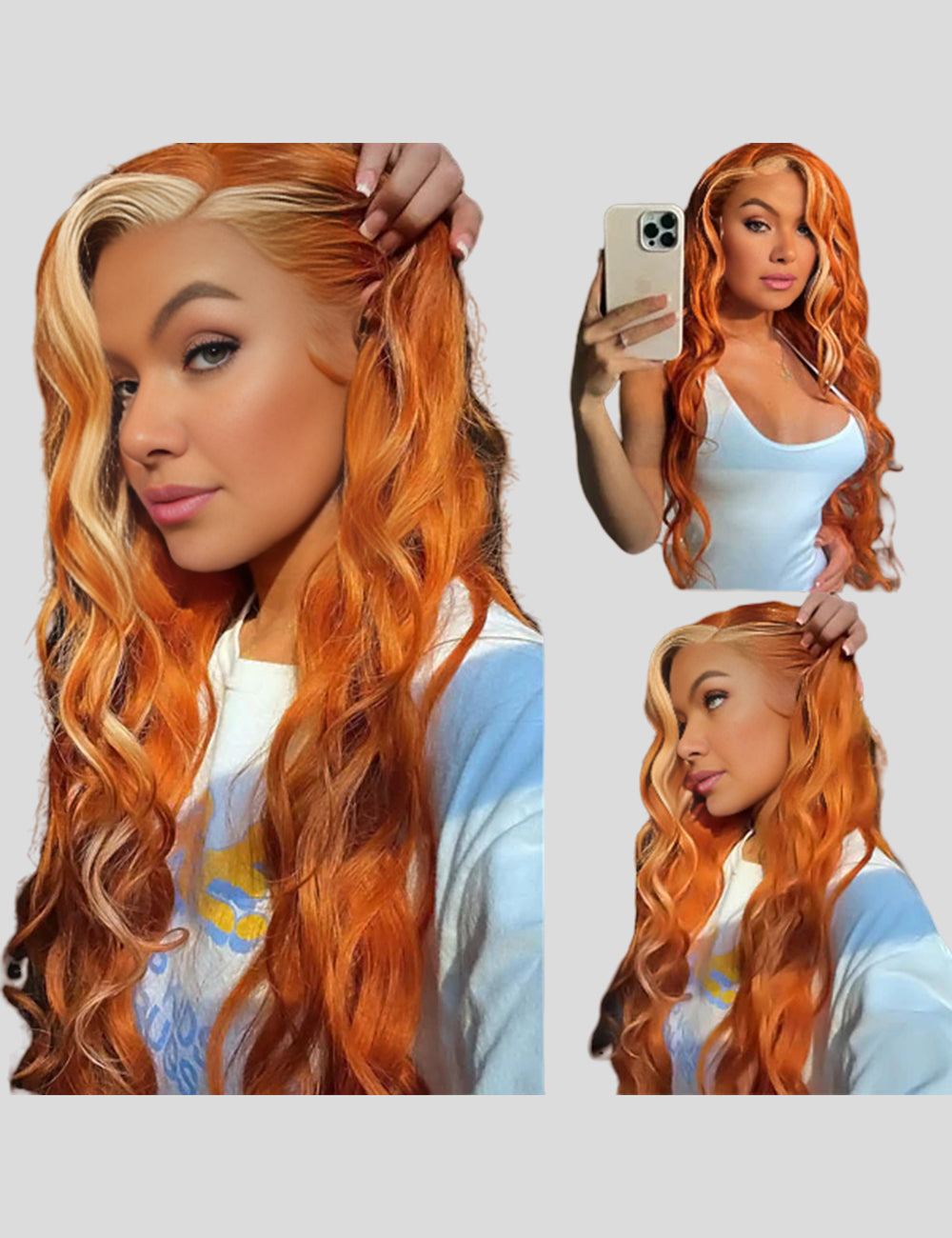 Ginger Blonde Lace Front Wig Body Wave Human Hair Wigs 200% Density HD Lace Wigs-2