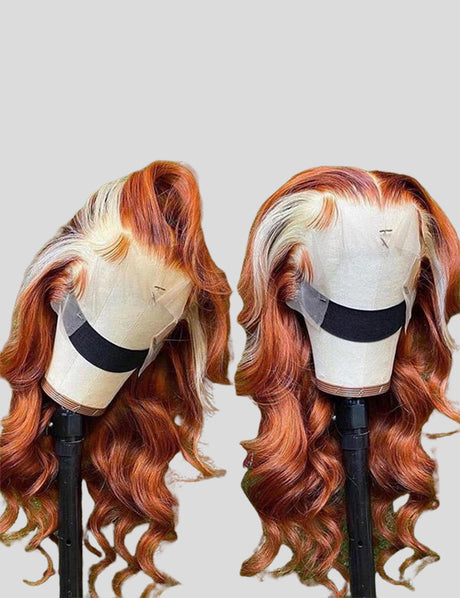 Ginger Blonde Pre Bleached Wig Body Wave Human Hair Wig HD Lace Front Wig-3