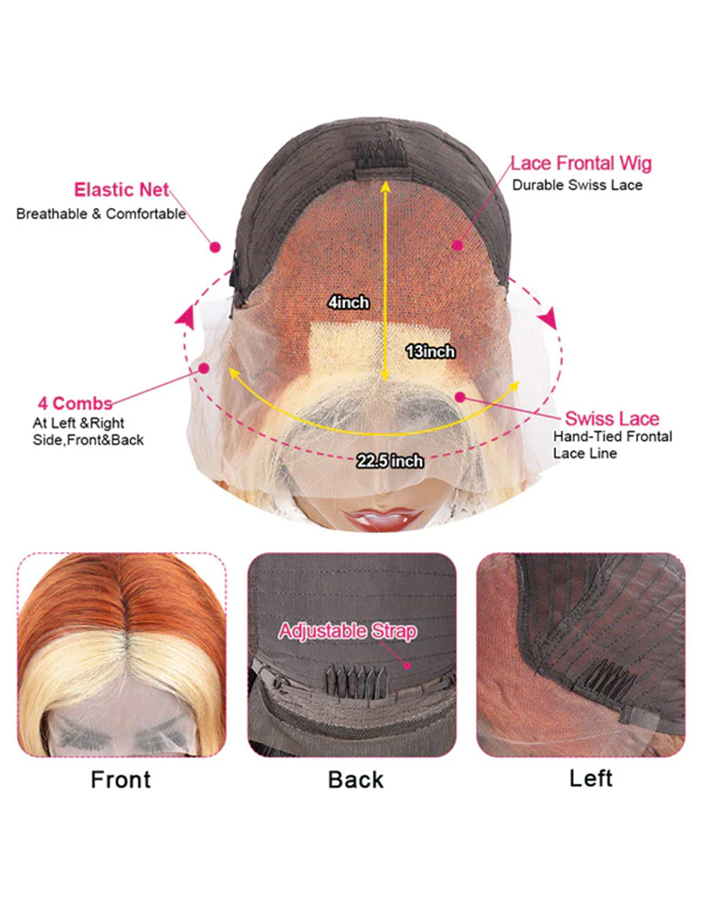 Ginger Blonde Pre Bleached Wig Body Wave Human Hair Wig HD Lace Front Wig-5