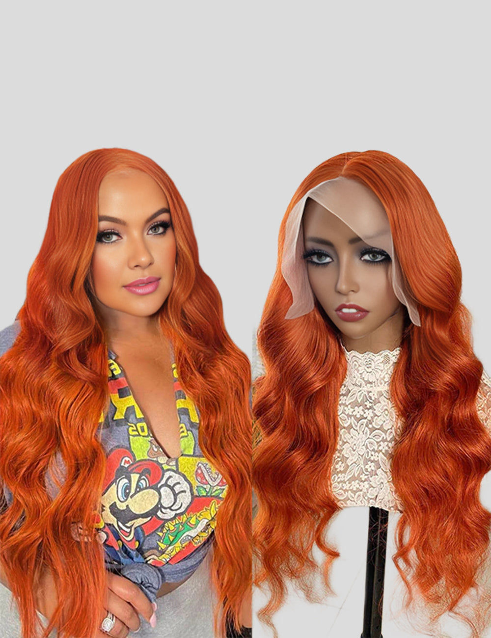 Ginger Color Wigs Body Wave Lace Frontal Wigs 250% Density Human Hair Wigs