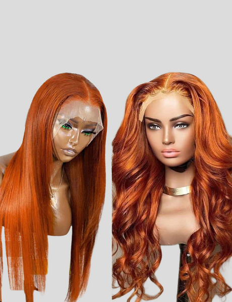 Ginger Orange Lace Front Pre Bleached Wig HD Lace Wig Colored Human Hair Wig-3