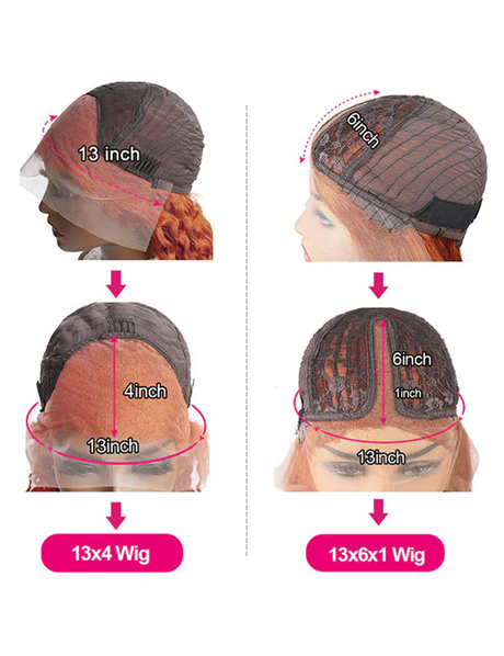 Ginger Orange Lace Front Pre Bleached Wig HD Lace Wig Colored Human Hair Wigs-10-1