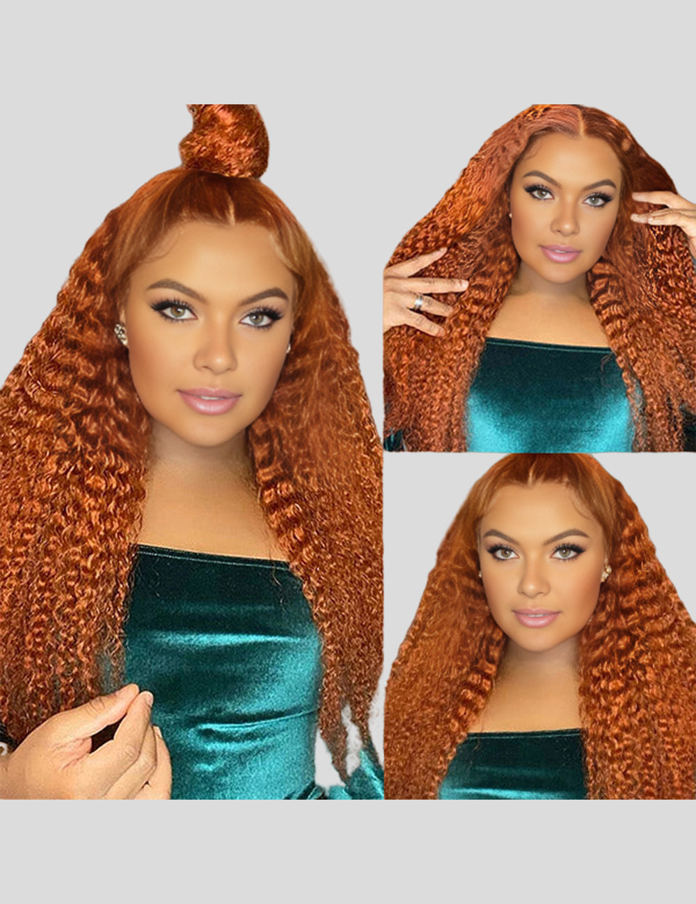 Ginger and Orange Wigs 13x4 Lace Front Wigs 32Inch Curly Frontal Lace Wigs With Pre Plucked-2