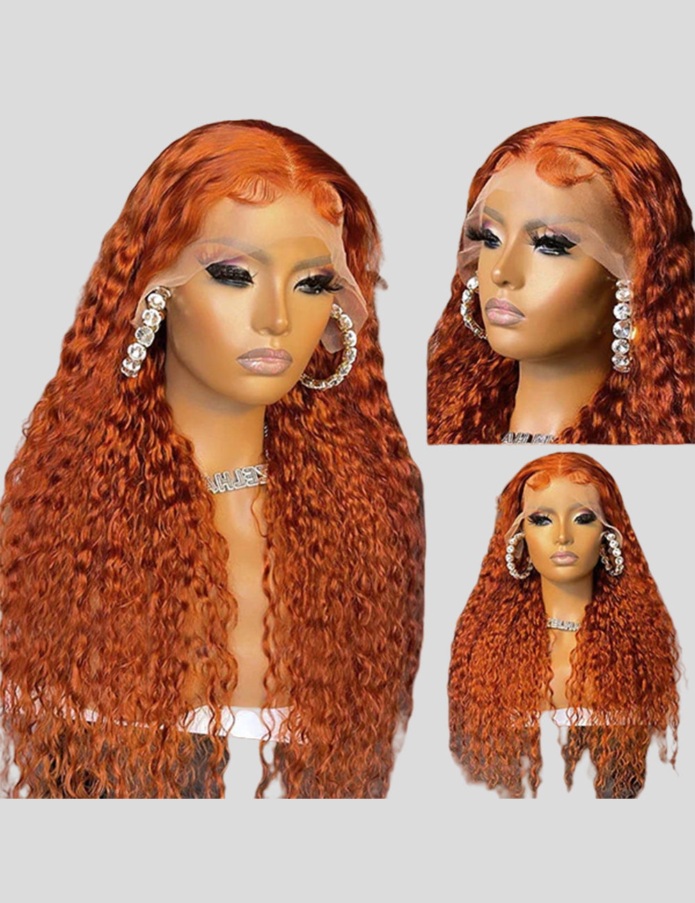 Ginger and Orange Wigs 13x4 Lace Front Wigs 32Inch Curly Frontal Lace Wigs With Pre Plucked-4