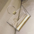 Gold Clear Bag Square Handbag with Round Handle| PRUSES-1