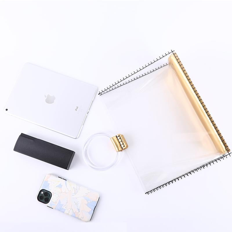 Gold Clear Bag Square Handbag with Round Handle| PRUSES-2