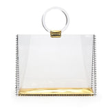 Gold Clear Bag Square Handbag with Round Handle| PRUSES