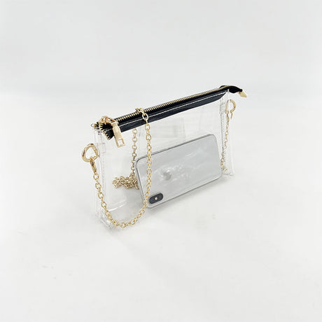 Gold Clear Purse Transparent Beach Bag with Removable Chain_12